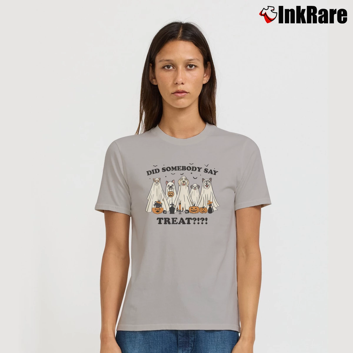 Did Somebody Say Treat Ghost Dog Lovers Halloween Costume Women’s Tee in sport grey – Effortless Style Women’s Did Somebody Say Treat Ghost Dog Lovers Halloween Costume T-Shirt in sport grey | Soft, Flattering Fit