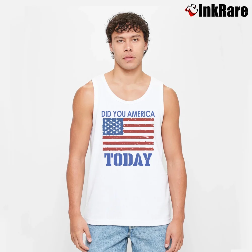 Men’s Did You America Today Tank Top in white | Breathable, Active-Friendly Design