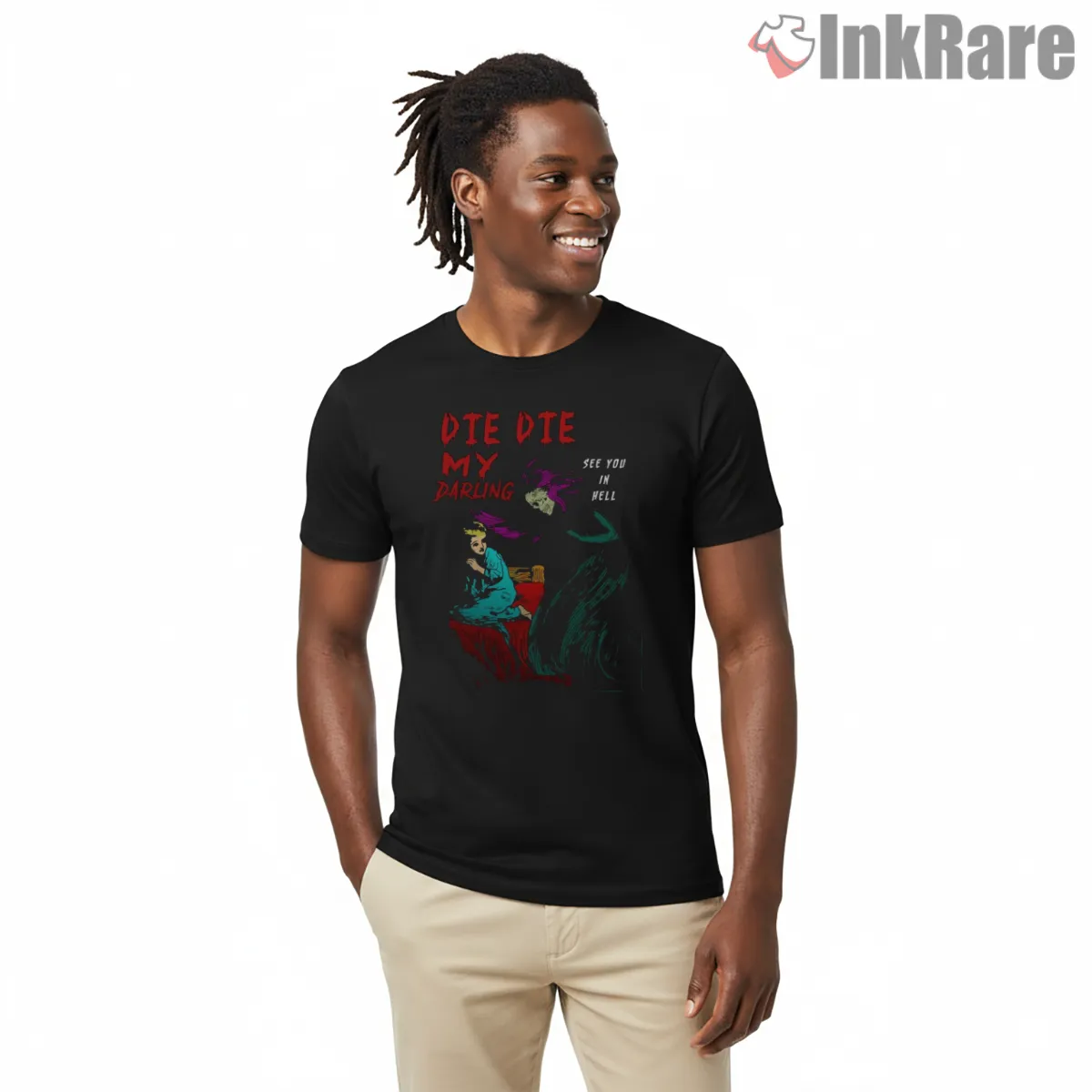 Die Die My Darling Dark Horror Romance Short Sleeve Black Die Die My Darling Dark Horror Romance Shirt on black short sleeve shirt for men graphic tee