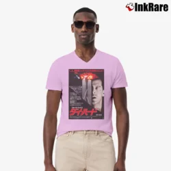 Men’s Die Hard Japanese Poster V-Neck Tee in light pink | Sharp, Breathable, Everyday Staple