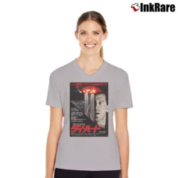 Women’s Die Hard Japanese Poster V-Neck Tee in sport grey | Chic Neckline, Soft Texture
