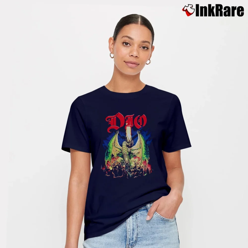 Women’s Dio Killing The Dragon Album Signature T-Shirt in navy | Soft, Flattering Fit