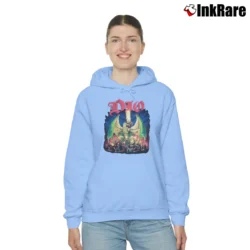 Women’s Dio Killing The Dragon Band Logo Cozy Hoodie in light blue | Warm, Structured, Stylish