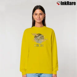 Women’s Dior Fashion Inspired Logo Relaxed Sweatshirt in yellow | Soft, Laid-Back Vibe