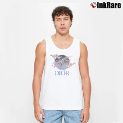 Men’s Dior Fashion Inspired Logo Tank Top in white | Breathable, Active-Friendly Design