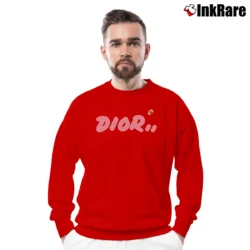 Men’s Dior Homme Kaws Logo Crewneck Sweatshirt in red | Cozy Fabric, Clean Style