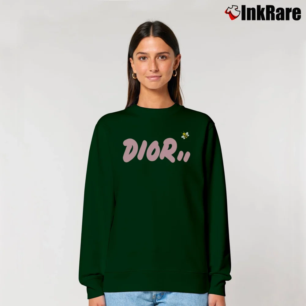 Women’s Dior X Kaws Bee Cotton Graphic Relaxed Sweatshirt in forest green | Soft, Laid-Back Vibe