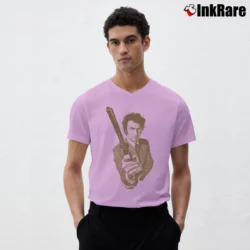 Men’s Dirty Harry Magnum Force V-Neck Tee in light pink | Sharp, Breathable, Everyday Staple