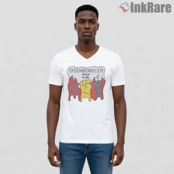 Disemboweler Iv Heavy Metal Concert Parody Shirt on white v-neck shirt for men graphic tee