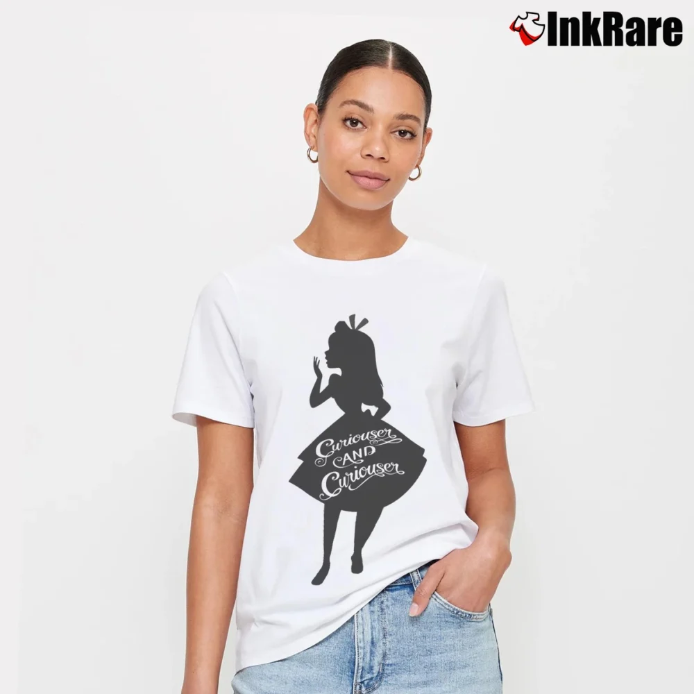 Women’s Disney Alice In Wonderland Curiouser And Curiouser Signature T-Shirt in white | Soft, Flattering Fit