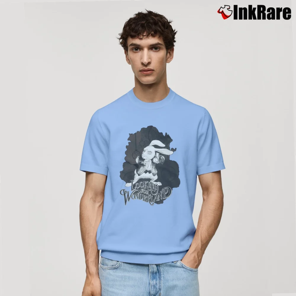 Men’s Disney Alice Through The Looking Glass White Rabbit Classic T-Shirt in light blue | Soft, Breathable Everyday Wear