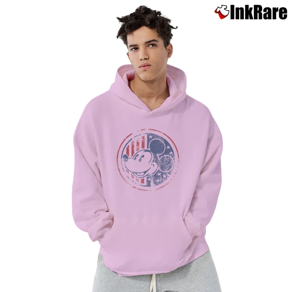 Men’s Disney Americana Mickey Mouse Pullover Hoodie in light pink | Cozy, Durable, Modern Fit