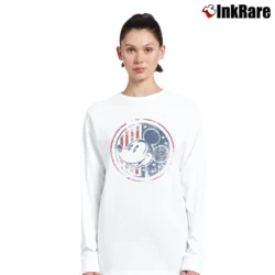 Women’s Disney Americana Mickey Mouse Long-Sleeve Top in white | Sleek, Versatile, All-Season