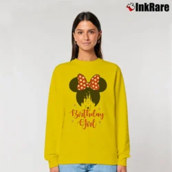 Women’s Disney Birthday Girl Family Mickey Minnie Relaxed Sweatshirt in yellow | Soft, Laid-Back Vibe