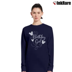Women’s Disney Birthday Girl Mickey Minnie Long-Sleeve Top in navy | Sleek, Versatile, All-Season