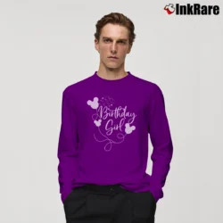 Men’s Disney Birthday Girl Mickey Minnie Long-Sleeve Shirt in purple | Sleek, Lightweight, Year-Round Wear
