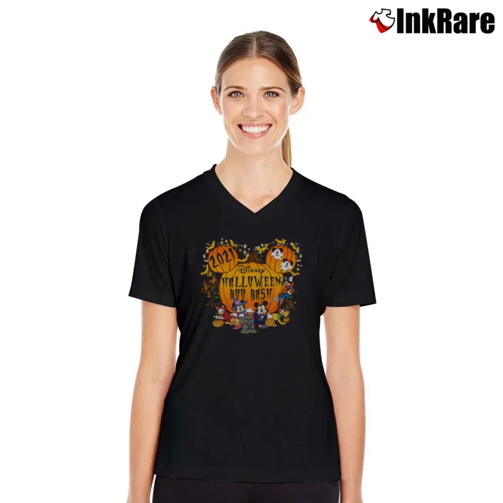 Women’s Disney Boo Bash Halloween Family Vacation V-Neck Tee in black | Chic Neckline, Soft Texture