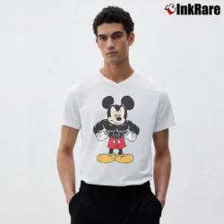 Men’s Disney Buff Muscle Mickey Mouse V-Neck Tee in white | Sharp, Breathable, Everyday Staple
