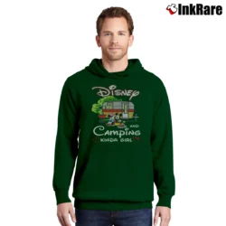 Men’s Disney Camping Girl Mickey Minnie Pullover Hoodie in forest green | Cozy, Durable, Modern Fit