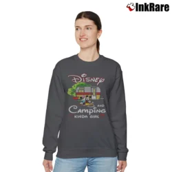 Women’s Disney Camping Girl Mickey Minnie Relaxed Sweatshirt in charcoal | Soft, Laid-Back Vibe