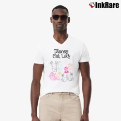 Men’s Disney Cat Lady V-Neck Tee in white | Sharp, Breathable, Everyday Staple