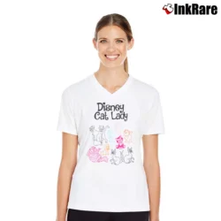 Women’s Disney Cat Lady V-Neck Tee in white | Chic Neckline, Soft Texture
