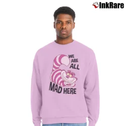Men’s Disney Cheshire Cat Alice Wonderland Crewneck Sweatshirt in light pink | Cozy Fabric, Clean Style
