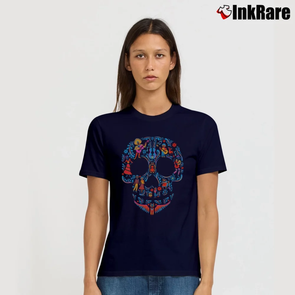 Women’s Disney Coco Skull Pattern Graphic Signature T-Shirt in navy | Soft, Flattering Fit