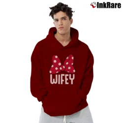 Men’s Disney Couple Matching Vacation Wifey Hubby Mickey Mouse Pullover Hoodie in maroon | Cozy, Durable, Modern Fit