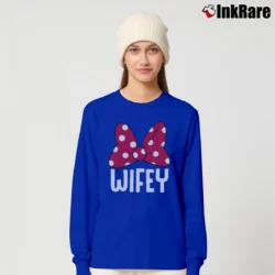 Women’s Disney Couple Matching Vacation Wifey Hubby Mickey Mouse Long-Sleeve Top in royal blue | Sleek, Versatile, All-Season