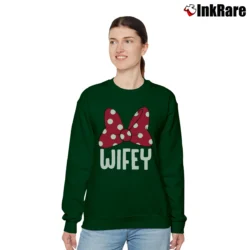 Women’s Disney Couple Matching Vacation Wifey Hubby Mickey Mouse Relaxed Sweatshirt in forest green | Soft, Laid-Back Vibe