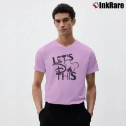 Men’s Disney Couples Matching Let's Do This Vacation Mickey V-Neck Tee in light pink | Sharp, Breathable, Everyday Staple