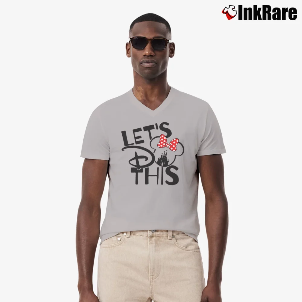Men’s Disney Couples Matching Let's Do This Vacation Minnie V-Neck Tee in sport grey | Sharp, Breathable, Everyday Staple