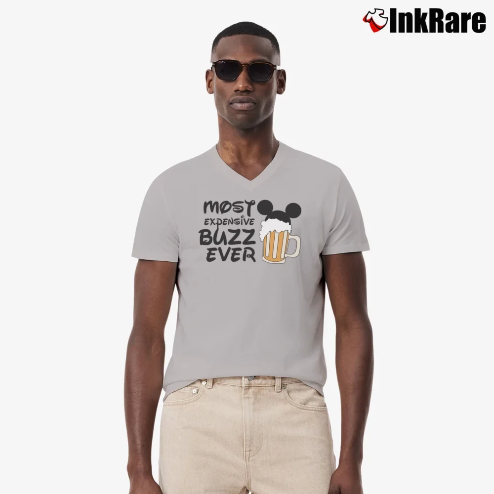 Men’s Disney Epcot Food And Wine Couples Matching Mickey Minnie V-Neck Tee in sport grey | Sharp, Breathable, Everyday Staple