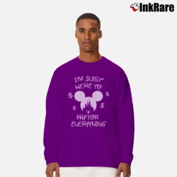 Men’s Disney Family Vacation I'm Just Here To Pay For Everything Mickey Mouse Long-Sleeve Shirt in purple | Sleek, Lightweight, Year-Round Wear