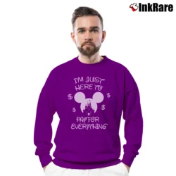 Men’s Disney Family Vacation I'm Just Here To Pay For Everything Mickey Mouse Crewneck Sweatshirt in purple | Cozy Fabric, Clean Style