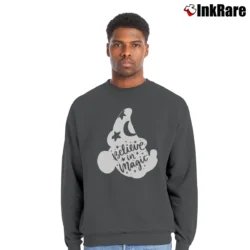 Men’s Disney Fantasmic Sorcerer Mickey Mouse Disneyland Crewneck Sweatshirt in charcoal | Cozy Fabric, Clean Style