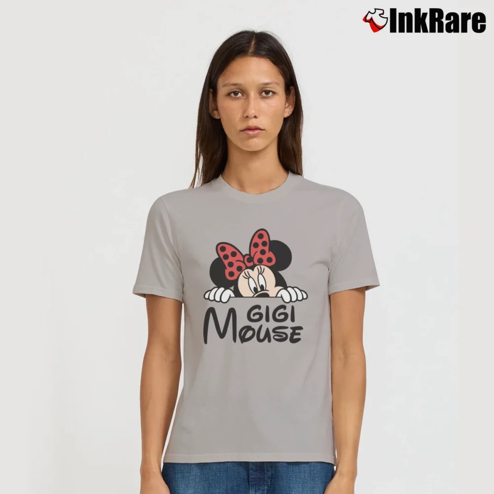 Women’s Disney Gigi Mouse Mickey Minnie Signature T-Shirt in sport grey | Soft, Flattering Fit
