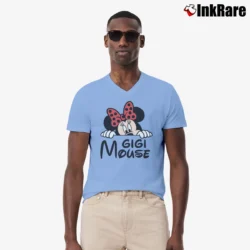 Men’s Disney Gigi Mouse Mickey Minnie V-Neck Tee in light blue | Sharp, Breathable, Everyday Staple