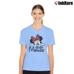 Women’s Disney Gigi Mouse Mickey Minnie V-Neck Tee in light blue | Chic Neckline, Soft Texture