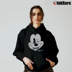 Women’s Disney Girls Mickey Mouse Distressed Face Cozy Hoodie in black | Warm, Structured, Stylish