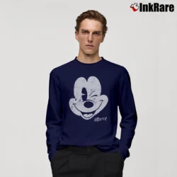 Men’s Disney Girls Mickey Mouse Distressed Face Long-Sleeve Shirt in navy | Sleek, Lightweight, Year-Round Wear