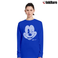 Women’s Disney Girls Mickey Mouse Distressed Face Long-Sleeve Top in royal blue | Sleek, Versatile, All-Season