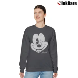 Women’s Disney Girls Mickey Mouse Distressed Face Relaxed Sweatshirt in charcoal | Soft, Laid-Back Vibe