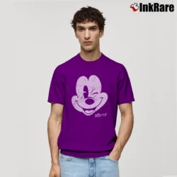 Men’s Disney Girls Mickey Mouse Distressed Face Classic T-Shirt in purple | Soft, Breathable Everyday Wear