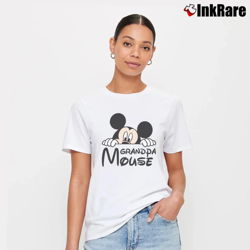 Women’s Disney Grandpa Mickey Minnie Family Matching Signature T-Shirt in white | Soft, Flattering Fit