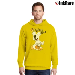 Men’s Disney Halloween Couples Her Boo His Boo Mickey Minnie Pullover Hoodie in yellow | Cozy, Durable, Modern Fit