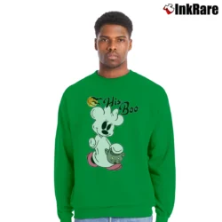 Men’s Disney Halloween Couples Her Boo His Boo Mickey Minnie Crewneck Sweatshirt in irish green | Cozy Fabric, Clean Style