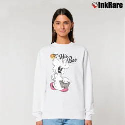 Women’s Disney Halloween Couples Her Boo His Boo Mickey Minnie Relaxed Sweatshirt in white | Soft, Laid-Back Vibe