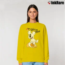 Women’s Disney Halloween Couples Her Boo His Boo Mickey Minnie Relaxed Sweatshirt in yellow | Soft, Laid-Back Vibe